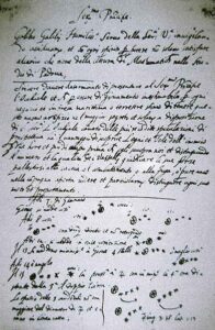 Manuskrypt Galileusza dotyczący badania księżyców Jowisz